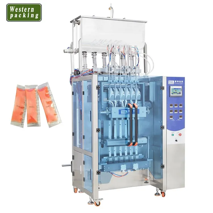 Многолентова машина за опаковане на желе с три странични сашета