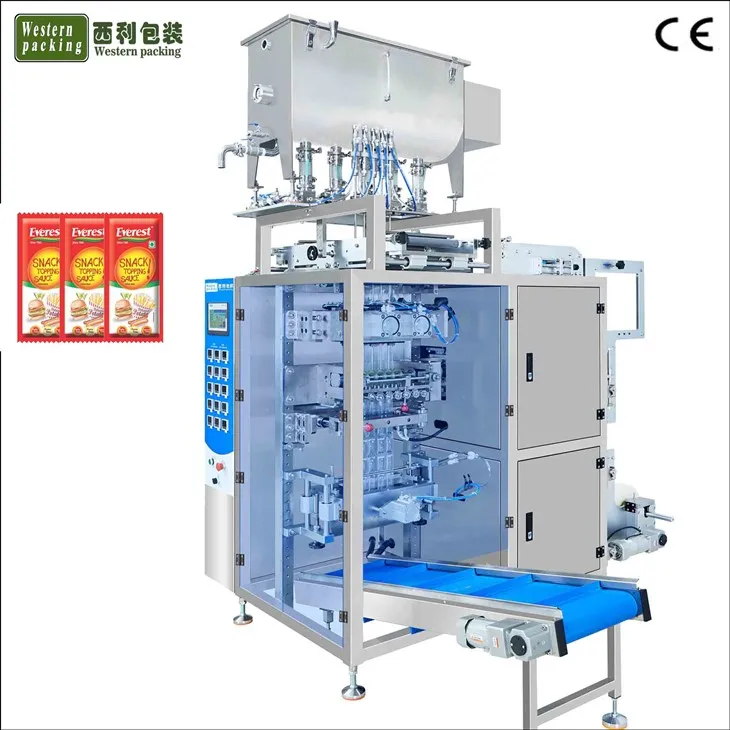 Машина за многоканално опаковане на сашета с течност за сос